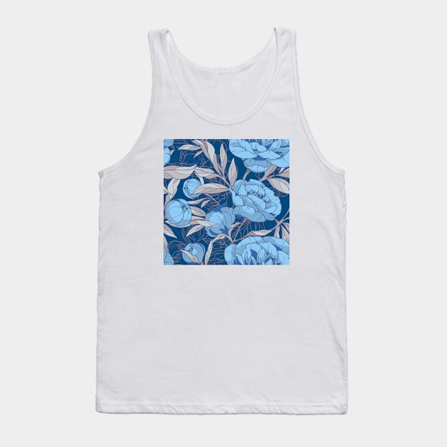 blue and gray peonies, seamless floral pattern Tank Top by  ESHA-Studio